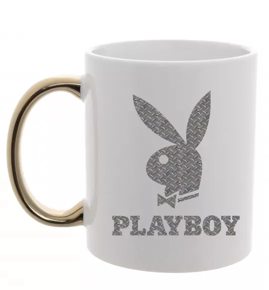 Чашка з кольоровою ручкою Сталевий playboy Золото фото