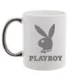 Чашка з кольоровою ручкою Сталевий playboy Срібло фото