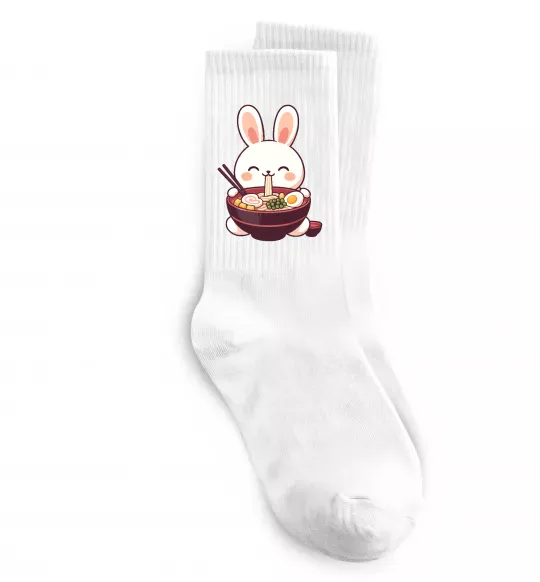 Шкарпетки Зайчик їсть рамен Білий фото