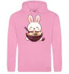 Мужская толстовка (худи) Зайчик їсть рамен Розовый фото