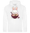 Мужская толстовка (худи) Зайчик їсть рамен Белый фото