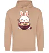 Мужская толстовка (худи) Зайчик їсть рамен Песочный фото