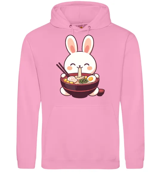 Женская толстовка (худи) Зайчик їсть рамен Розовый фото