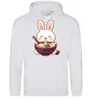 Женская толстовка (худи) Зайчик їсть рамен Серый меланж фото
