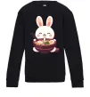 Детский Свитшот Зайчик їсть рамен Черный фото