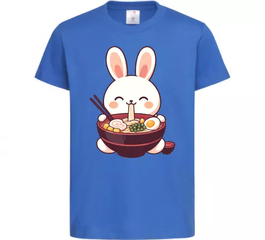 Детская футболка Зайчик їсть рамен Ярко-синий фото