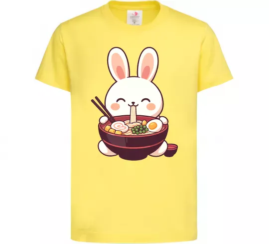 Детская футболка Зайчик їсть рамен Лимонный фото