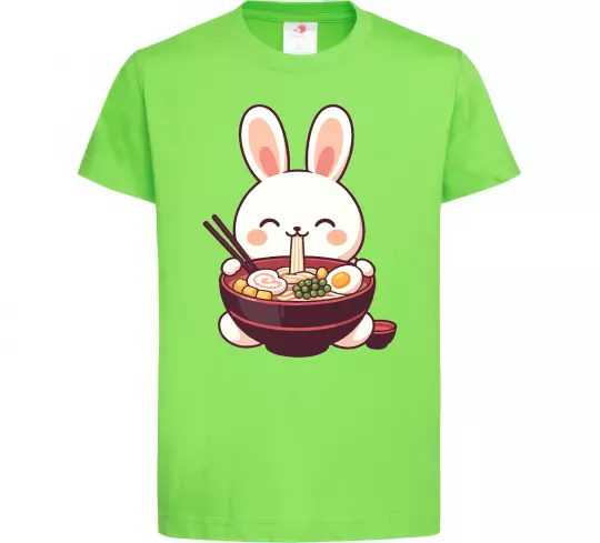 Детская футболка Зайчик їсть рамен Лаймовый фото