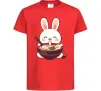 Детская футболка Зайчик їсть рамен Красный фото