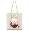 Эко-сумка Зайчик їсть рамен Бежевый фото