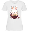Женская футболка Зайчик їсть рамен Белый фото
