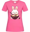 Женская футболка Зайчик їсть рамен Ярко-розовый фото