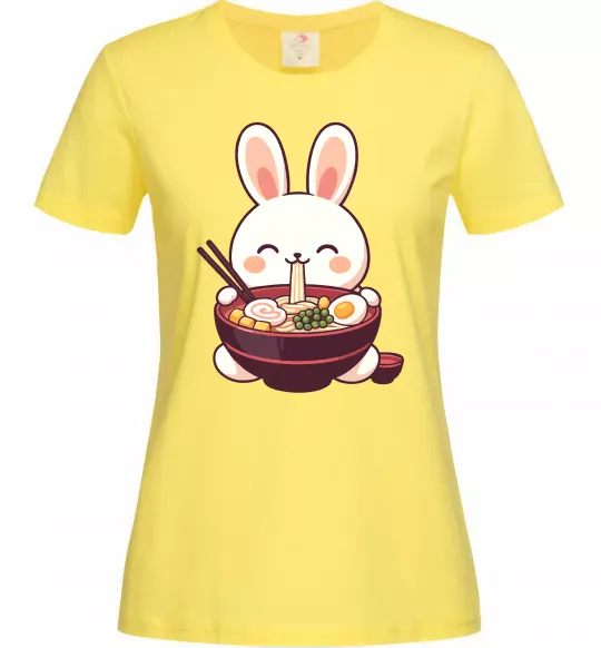Женская футболка Зайчик їсть рамен Лимонный фото