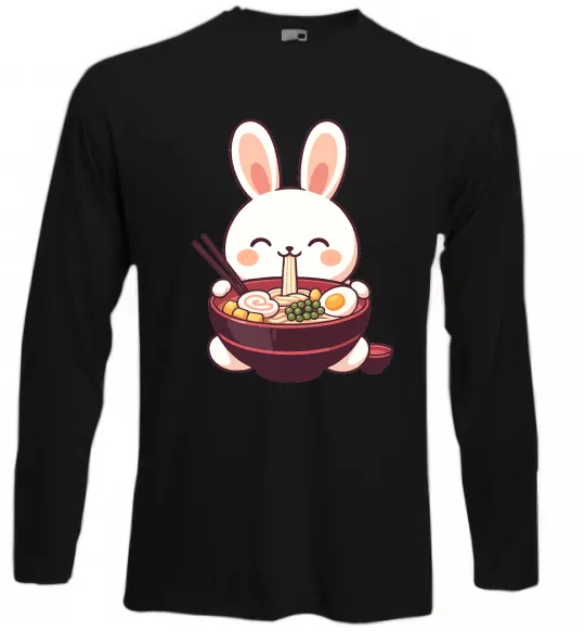Лонгслив Зайчик їсть рамен Черный фото
