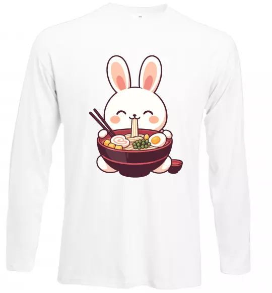 Лонгслив Зайчик їсть рамен Белый фото