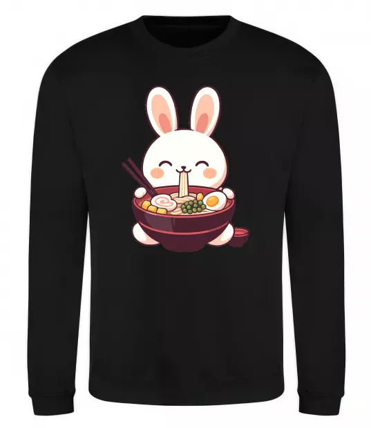 Свитшот Зайчик їсть рамен Черный фото