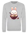 Свитшот Зайчик їсть рамен Серый меланж фото