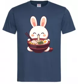 Мужская футболка Зайчик їсть рамен Темно-синий фото