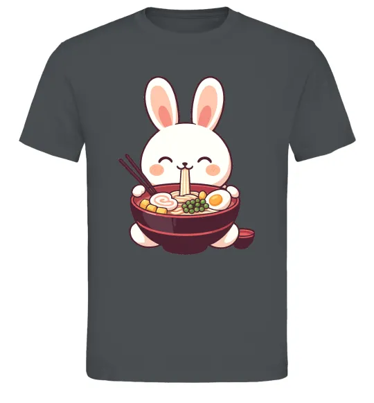 Чоловіча футболка Зайчик їсть рамен Графіт фото