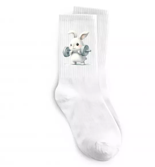 Носки Зайчик з штангою Белый фото
