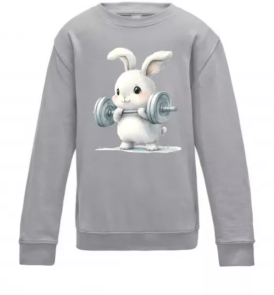 Детский Свитшот Зайчик з штангою Серый меланж фото
