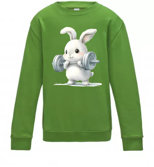 Детский Свитшот Зайчик з штангою Лаймовый фото