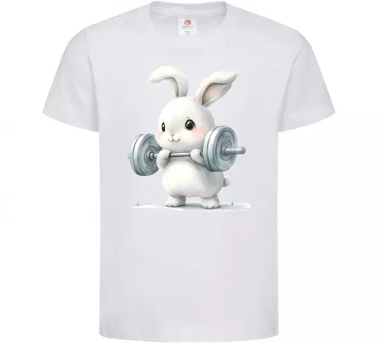 Детская футболка Зайчик з штангою Белый фото