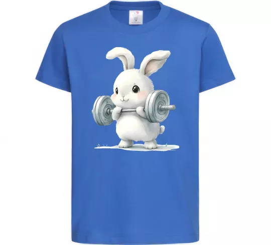 Детская футболка Зайчик з штангою Ярко-синий фото