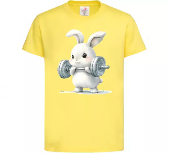 Детская футболка Зайчик з штангою Лимонный фото