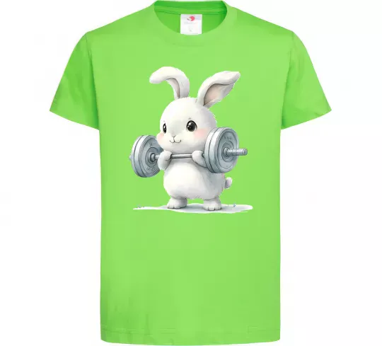 Детская футболка Зайчик з штангою Лаймовый фото