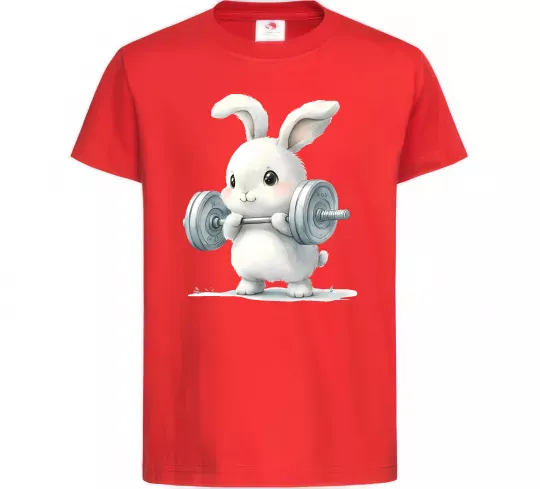 Детская футболка Зайчик з штангою Красный фото