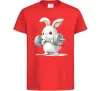 Детская футболка Зайчик з штангою Красный фото