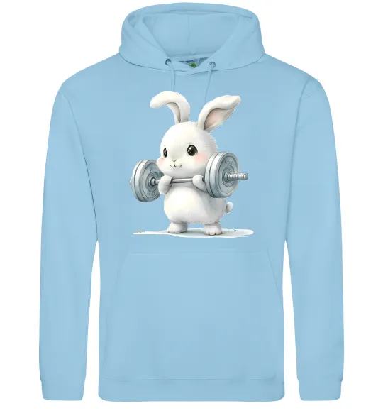 Чоловіча толстовка (худі) Зайчик з штангою Блакитний фото