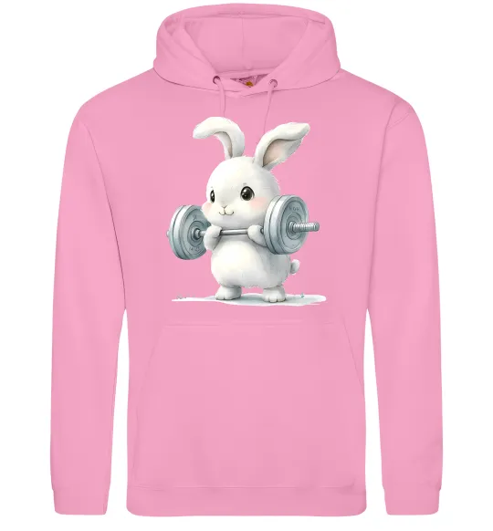 Женская толстовка (худи) Зайчик з штангою Розовый фото