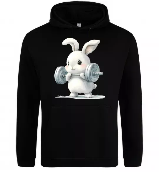 Жіноча толстовка (худі) Зайчик з штангою Чорний фото
