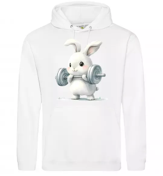 Жіноча толстовка (худі) Зайчик з штангою Білий фото