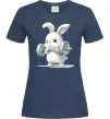 Жіноча футболка Зайчик з штангою Темно-синій фото