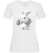 Жіноча футболка Зайчик з штангою Білий фото