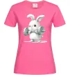 Жіноча футболка Зайчик з штангою Яскраво-рожевий фото