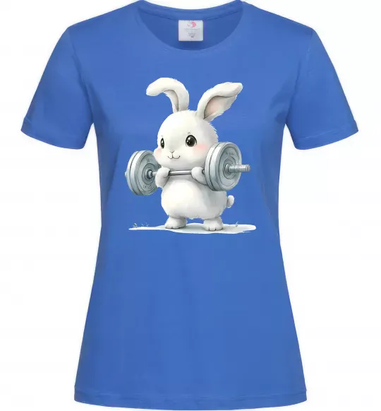 Жіноча футболка Зайчик з штангою Яскраво-синій фото