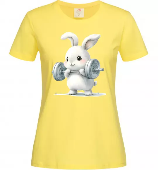 Жіноча футболка Зайчик з штангою Лимонний фото