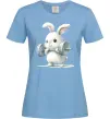 Жіноча футболка Зайчик з штангою Блакитний фото