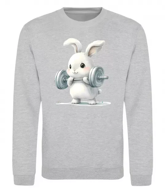 Свитшот Зайчик з штангою Серый меланж фото