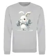 Свитшот Зайчик з штангою Серый меланж фото