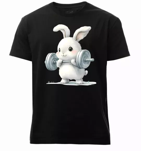Чоловіча преміум футболка Зайчик з штангою Чорний фото