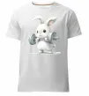 Чоловіча преміум футболка Зайчик з штангою Білий фото