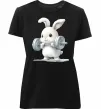 Жіноча преміум футболка Зайчик з штангою Чорний фото
