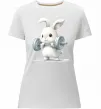 Жіноча преміум футболка Зайчик з штангою Білий фото