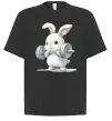 Футболка Оверсайз Зайчик з штангою Черный фото