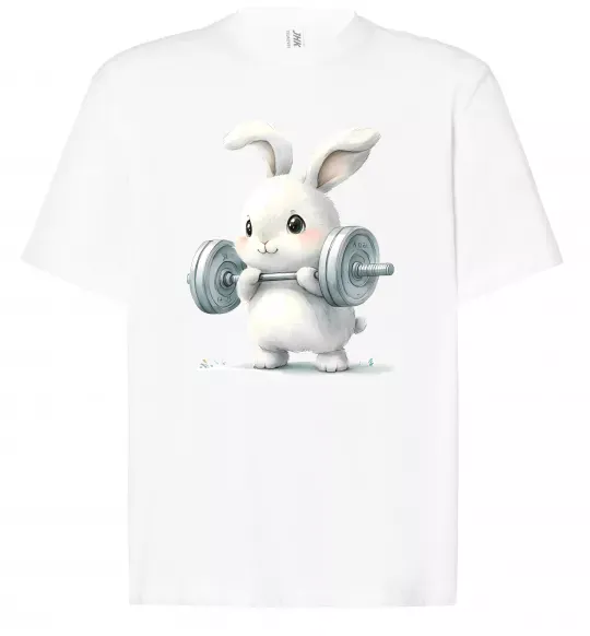 Футболка Оверсайз Зайчик з штангою Белый фото